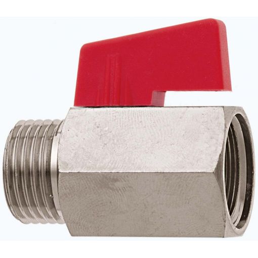 Miniaturni kroglični ventil z notranjim in zunanjim navojem, kromirana medenina | Kroglični ventili