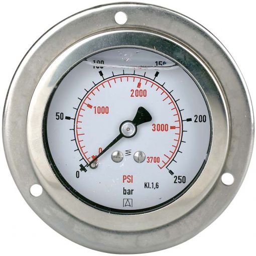 Glicerinski manometer tip 213.53 z obročem s tremi izvrtinami, priključek zadaj | Prikazovalniki tlaka